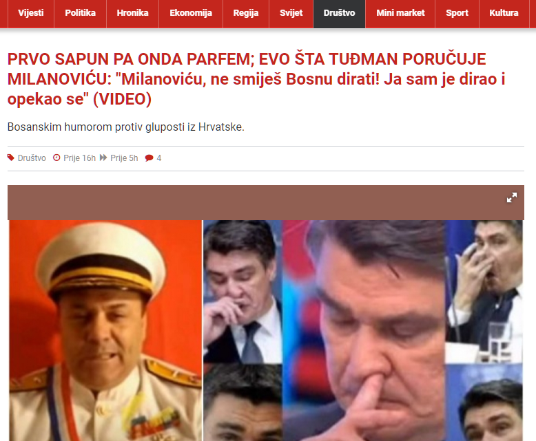 Poruku “Tuđmana” HR predsjedniku Milanoviću, prenijeli su brojni mediji…